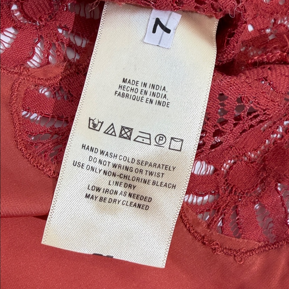 NWT Anthropologie Moulinette Soers Top Blouse Size M Lace Silky Rust Color - Picture 8 of 10